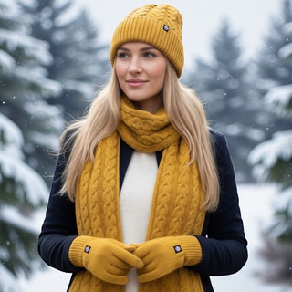 Set cadou iarna cu fular,caciula si manusi