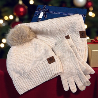 Set cadou cu fular,caciula si manusi