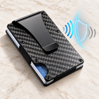 Portofel minimalist cu protectie rfid antifurt din fibra de carbon