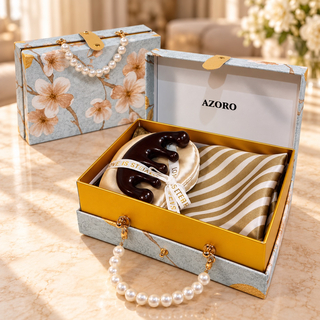 Set cadou femei cu accesorii din matase naturala