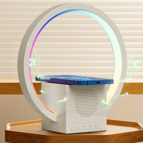 Lampa cu speaker si incarcare wireless