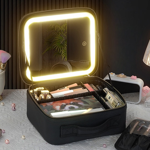 Organizator cosmetice cu oglinda led