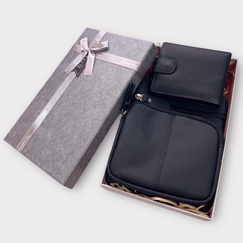 Set cadou barbati cu accesorii piele naturala