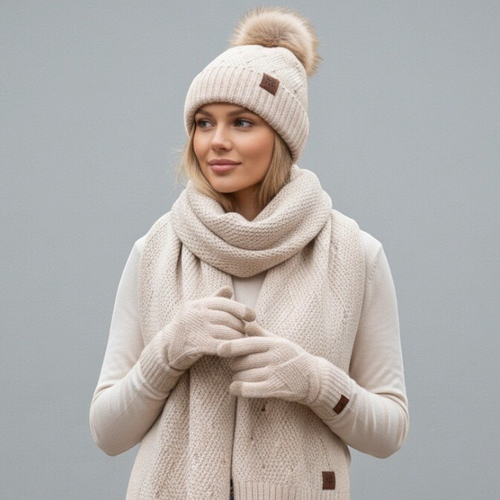 Set cadou caciula casmir,fular si manusi