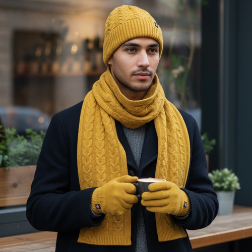 Set cadou barbati cu fular,caciula si manusi