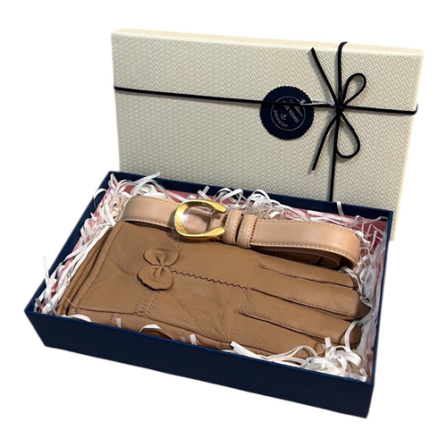 Set cadou femei cu manusi din piele naturala