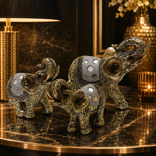 Set elefanti decorativi argintii