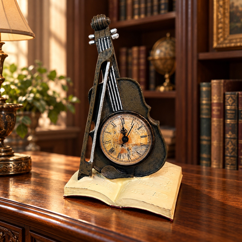 Decoratiune cu ceas tip vioara vintage
