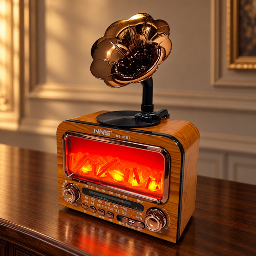 Lampa decorativa cu radio retro tip gramofon